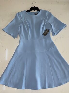 Vince Camuto Light Blue Fit-and-Flare Midi Dress